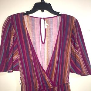 Colorful striped Maurices romper short sleeve pants